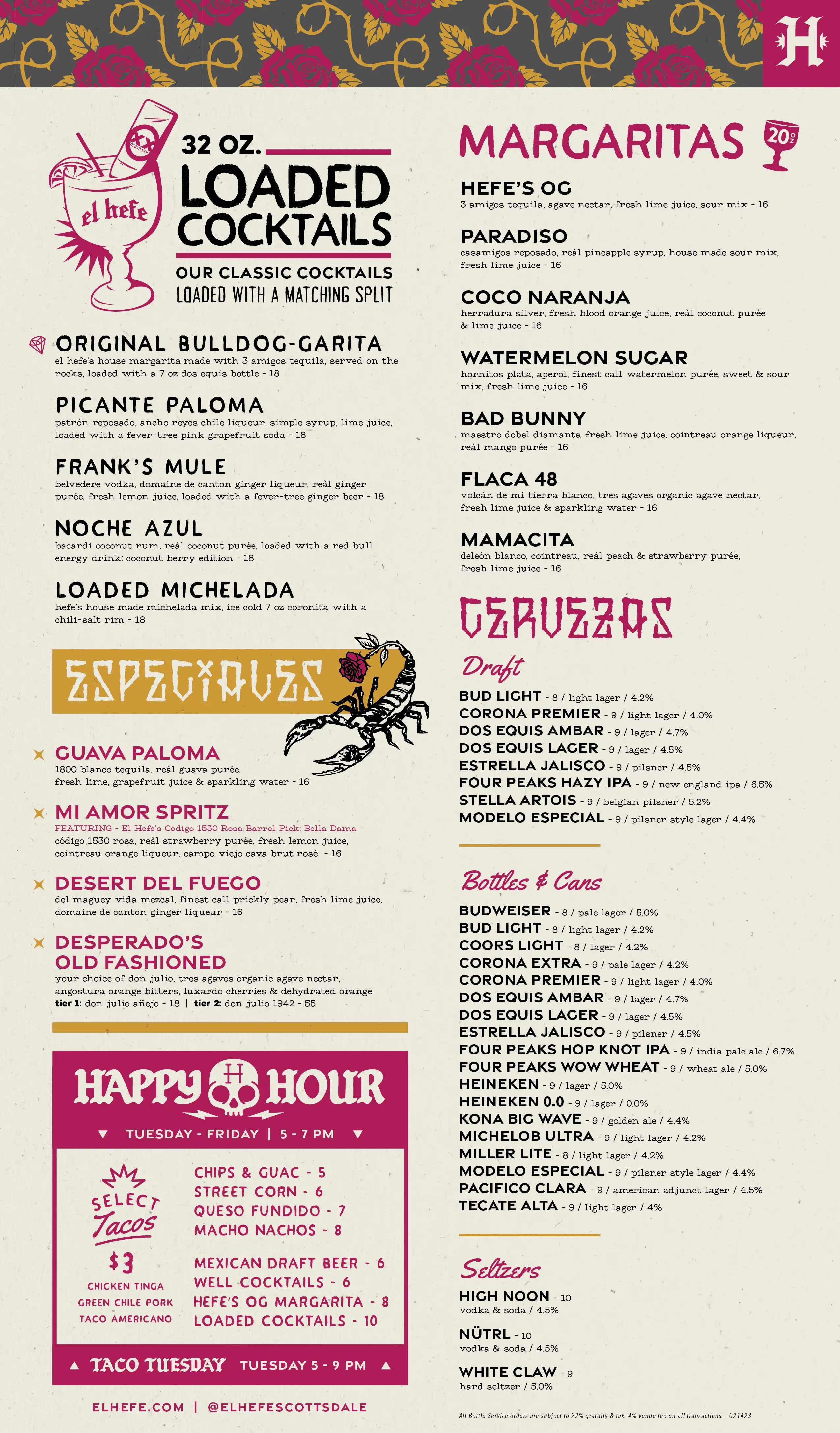 El Hefe Drink Menu 021423