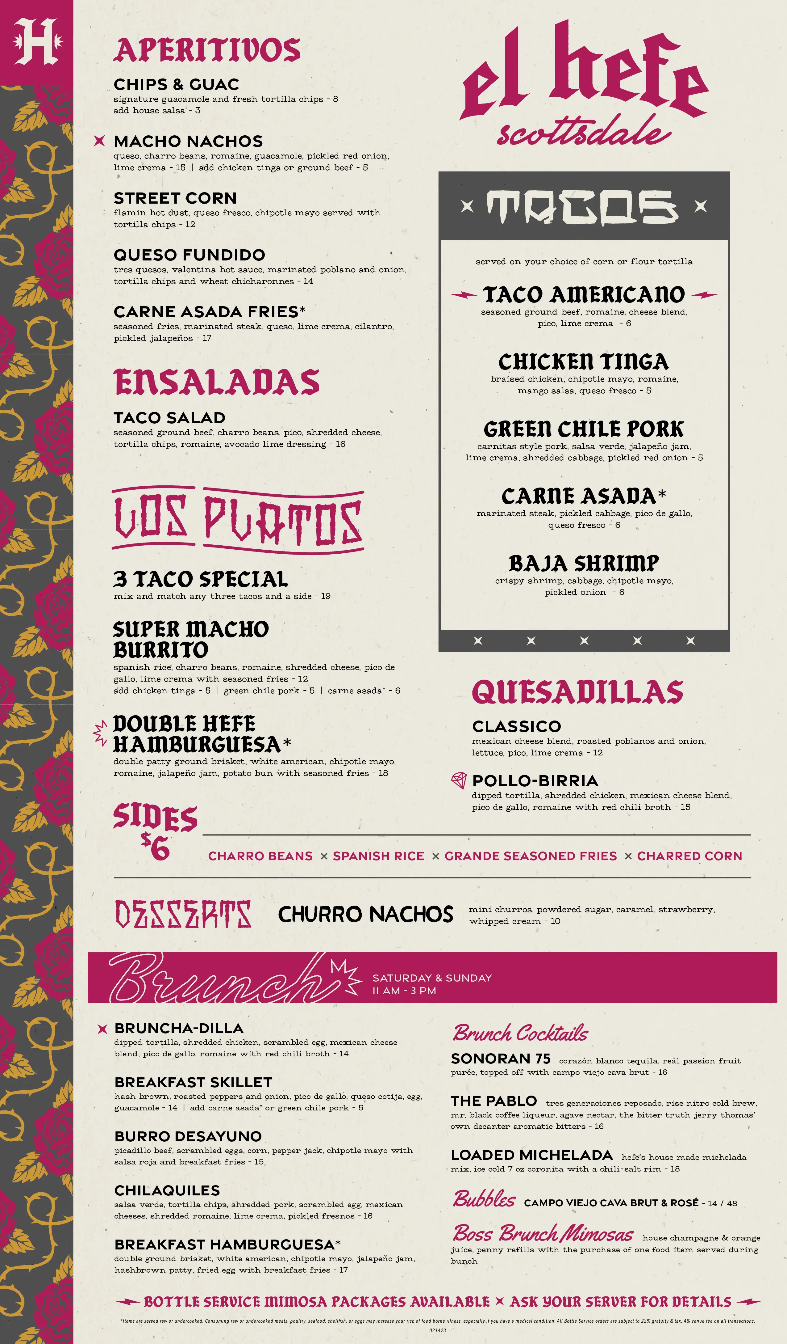 El Hefe Food Menu 021423